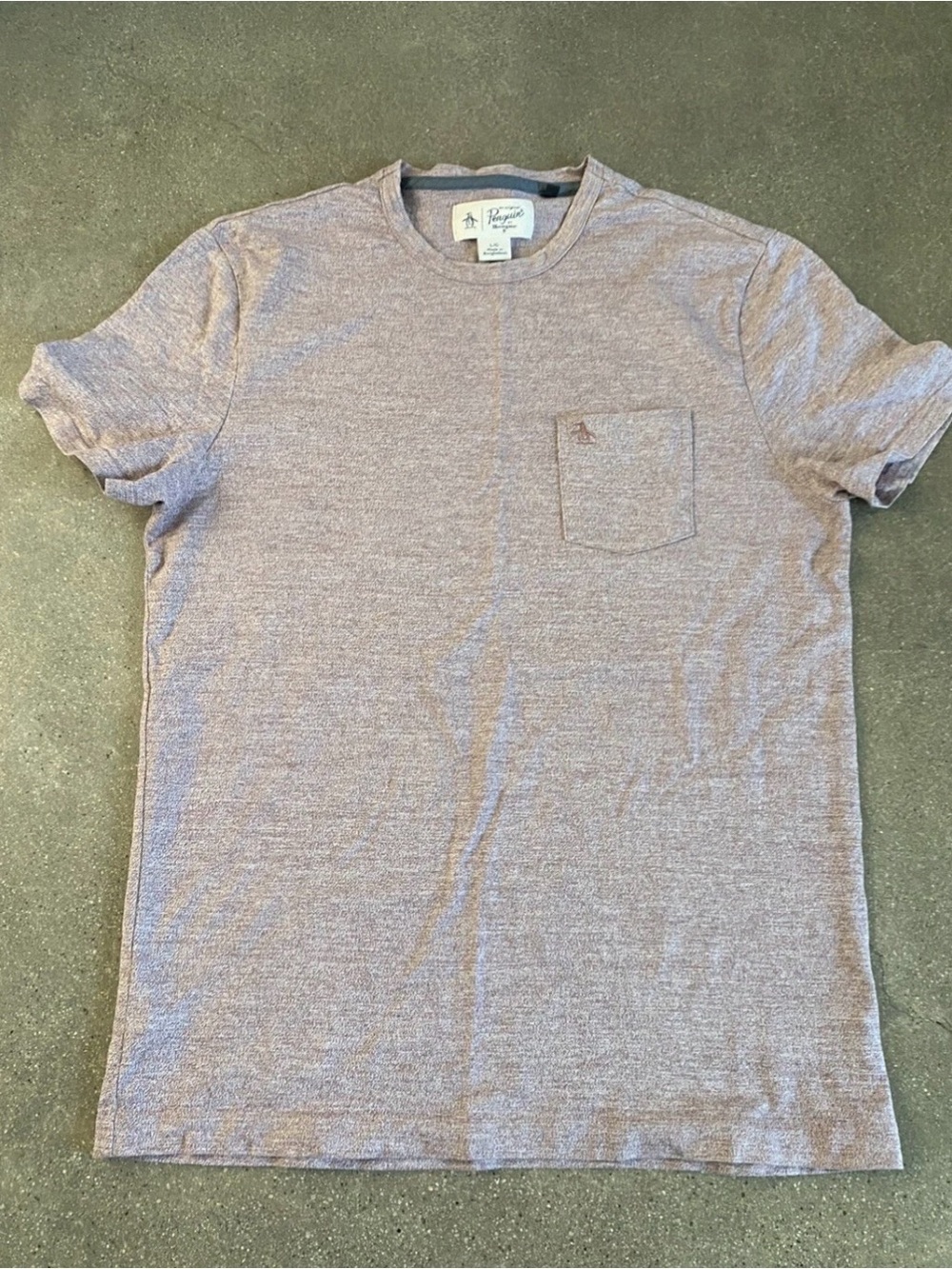Original Penguin Men's Heathered Mauve Short Sleeve Pocket Tee